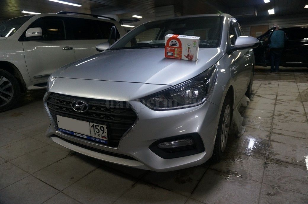Hyundai Solaris - установка автосигнализации StarLine A93